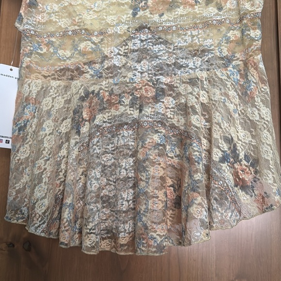 NWT Madden Girl Cream floral Mesh Blouse Womens XL Babydoll whimsy goth Fairy - Picture 4 of 15